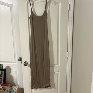 Elegant Tan Sleeveless Midi Dress